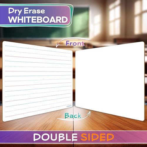Scribbledo 2 Pack Double Sided Whiteboard Lined Dry Erase Board for Kids Ruled Writing Board Handwriting Practice for Kids Small White Board 9x12 Dry Erase Board Lines Education Teacher Supplies - Image 3