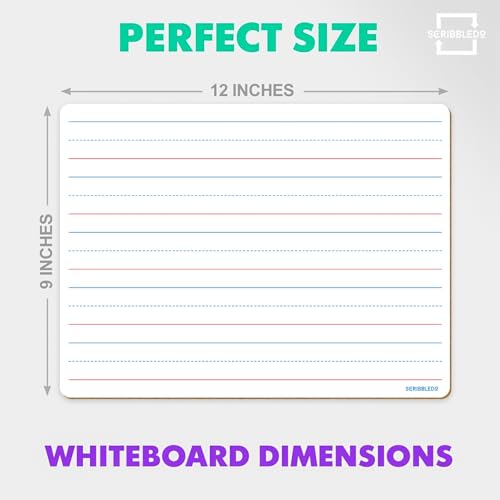 Scribbledo 2 Pack Double Sided Whiteboard Lined Dry Erase Board for Kids Ruled Writing Board Handwriting Practice for Kids Small White Board 9x12 Dry Erase Board Lines Education Teacher Supplies - Image 5