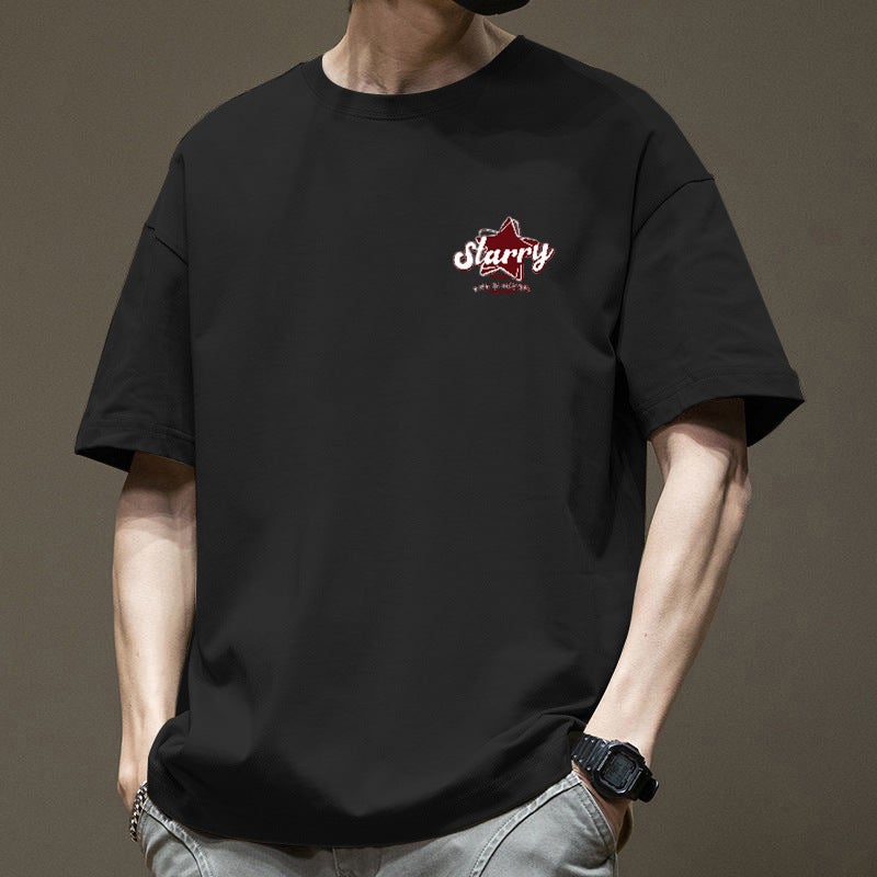 American Style 200g Heavyweight Short-Sleeve T-Shirt for Men, Summer Trendy Brand, Stylish and Loose Half-Sleeve T-Shirt - Image 3