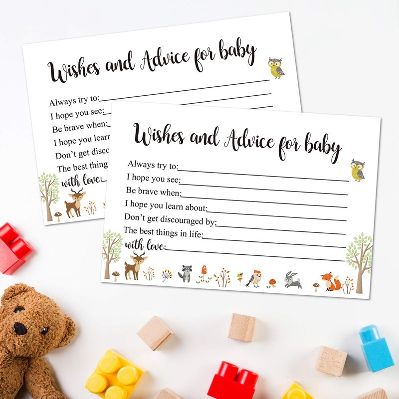 Giftideaworkshop 50 Woodland Baby Shower Wishes and Advice for The Mom-to-Beï¼Œ Baby Advice Cards for Baby Shower Gameï¼Œ4X6 inch. - Image 3
