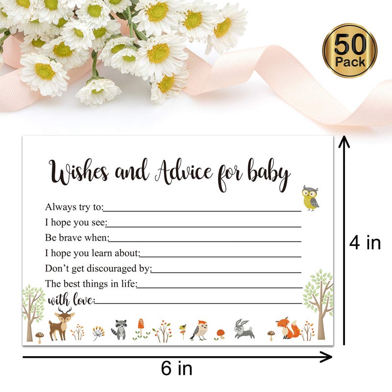 Giftideaworkshop 50 Woodland Baby Shower Wishes and Advice for The Mom-to-Beï¼Œ Baby Advice Cards for Baby Shower Gameï¼Œ4X6 inch. - Image 2