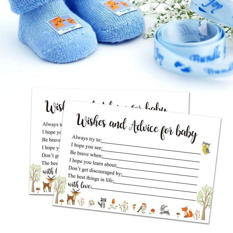 Giftideaworkshop 50 Woodland Baby Shower Wishes and Advice for The Mom-to-Beï¼Œ Baby Advice Cards for Baby Shower Gameï¼Œ4X6 inch. - Image 4