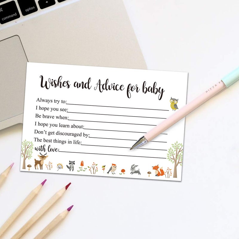 Giftideaworkshop 50 Woodland Baby Shower Wishes and Advice for The Mom-to-Beï¼Œ Baby Advice Cards for Baby Shower Gameï¼Œ4X6 inch. - Image 5