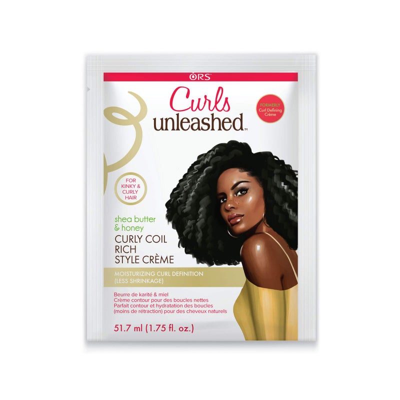 Curls Unleashed Shea Butter and Honey Curly Coil Rich Style Creme 175 Ounce Travel Packet Pack of 2