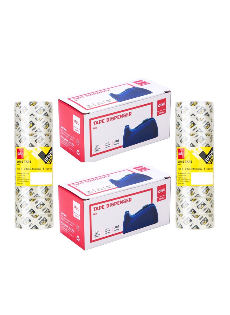 Deli 2-Piece Tape Dispenser With 16 Piece Stationery Tape  - Image 1