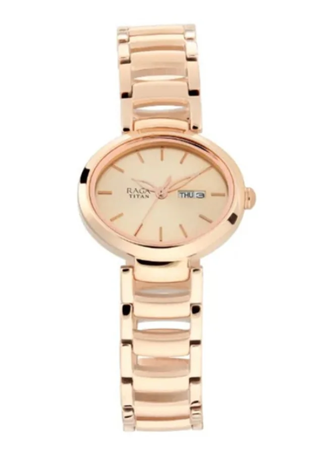 TITAN Raga Viva Rose Gold Dial Metal Strap Watch