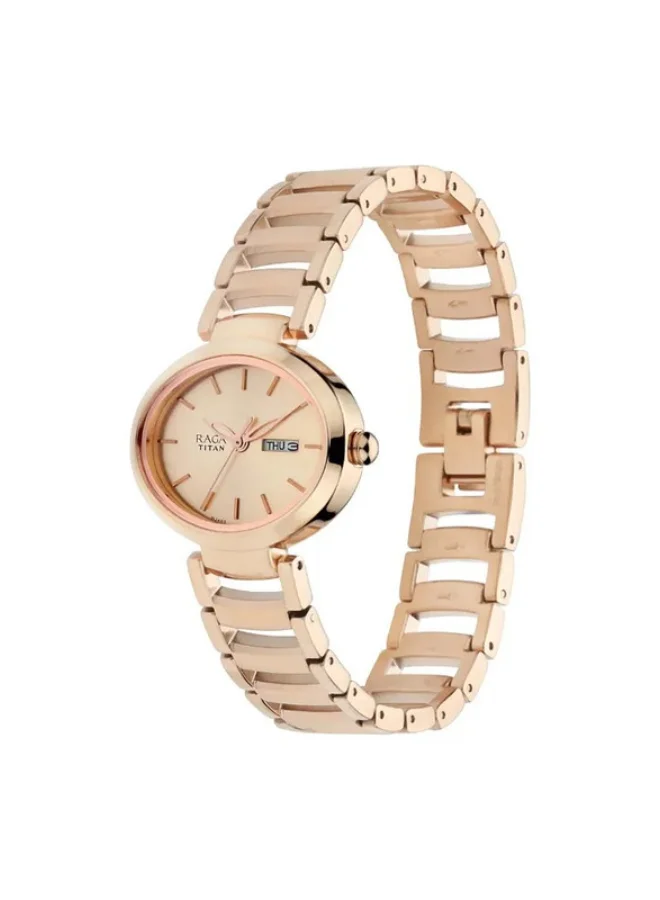 TITAN Raga Viva Rose Gold Dial Metal Strap Watch