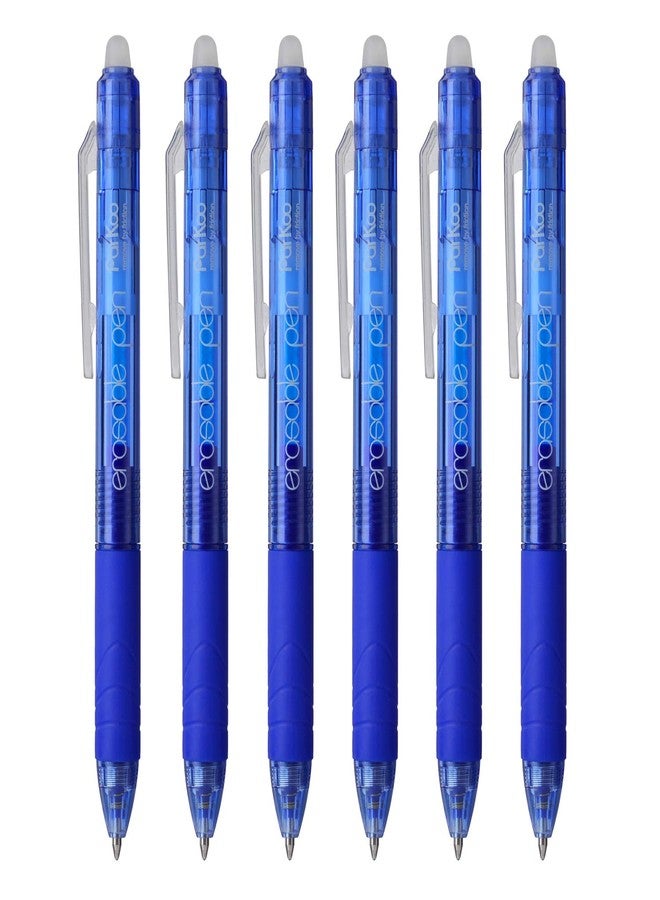 ParKoo Retractable Erasable Gel Pens Clicker, Fine Point 0.7mm, Make Mistake Disappear, Blue Ink for Note Taking and Crossword Puzzles, 6-Pack - Image 2