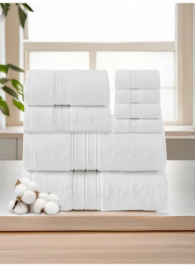 Donetella 8 Pcs Premium Towel Set - 2 Bath Towels, 2 Hand Towels & 4 Washcloths | 100% Combed Cotton 600 GSM | Quick Dry, Ultra-Absorbent, Thick & Plush | Ideal for Bath, Spa, Gym, Hotel & Everyday Luxury