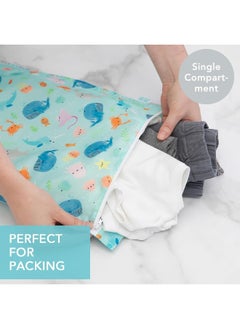 BUMKiNs Bumkins Waterproof Wet Dry Clutch Bag for Baby, Travel, Swim Suit, Cloth Diapers, Pump Parts, Pool, Gym Clothes, Toiletry, Hook to Stroller, Daycare, Packing Pouch, Diaper Bag, Zip Reusable, Black  - Image 2