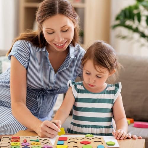 ZEXREL® Wooden Learning Educational ABCD Board for Kids, Activity Toys for Toddlers & Preschoolers | ABCD Puzzle Set | Puzzle Toys for 2 Years Old Boys & Girls- (ABC+123+Shapes) - Image 2