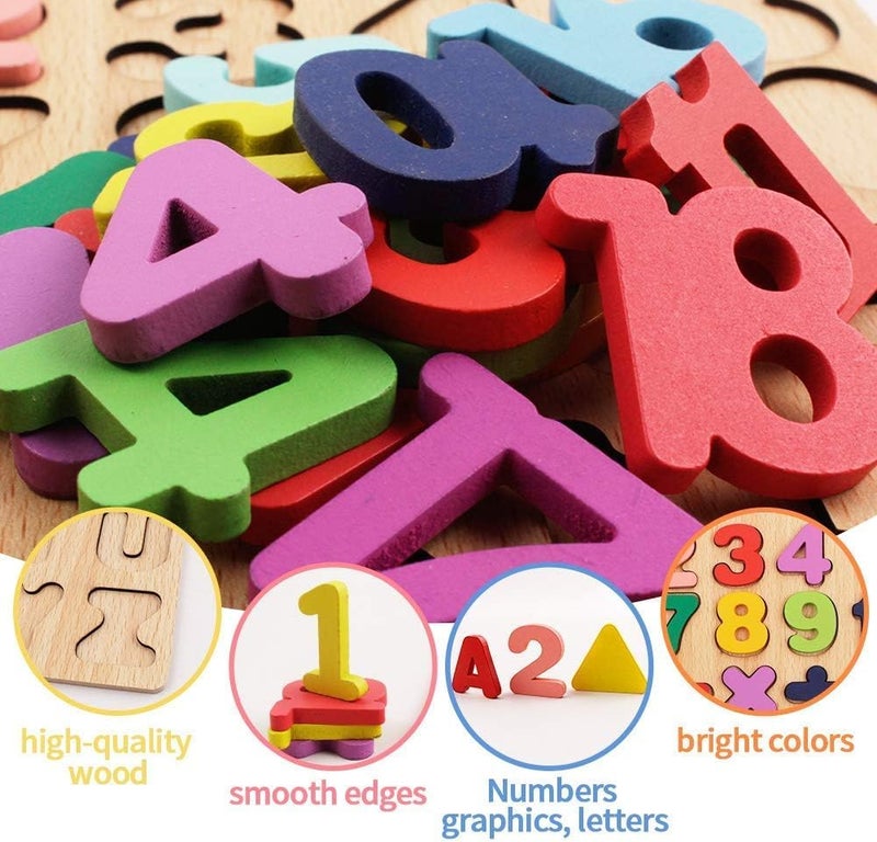 ZEXREL® Wooden Learning Educational ABCD Board for Kids, Activity Toys for Toddlers & Preschoolers | ABCD Puzzle Set | Puzzle Toys for 2 Years Old Boys & Girls- (ABC+123+Shapes) - Image 5