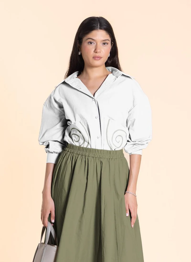 SHAPES DETAIL EMBROIDERED SKIRT SET