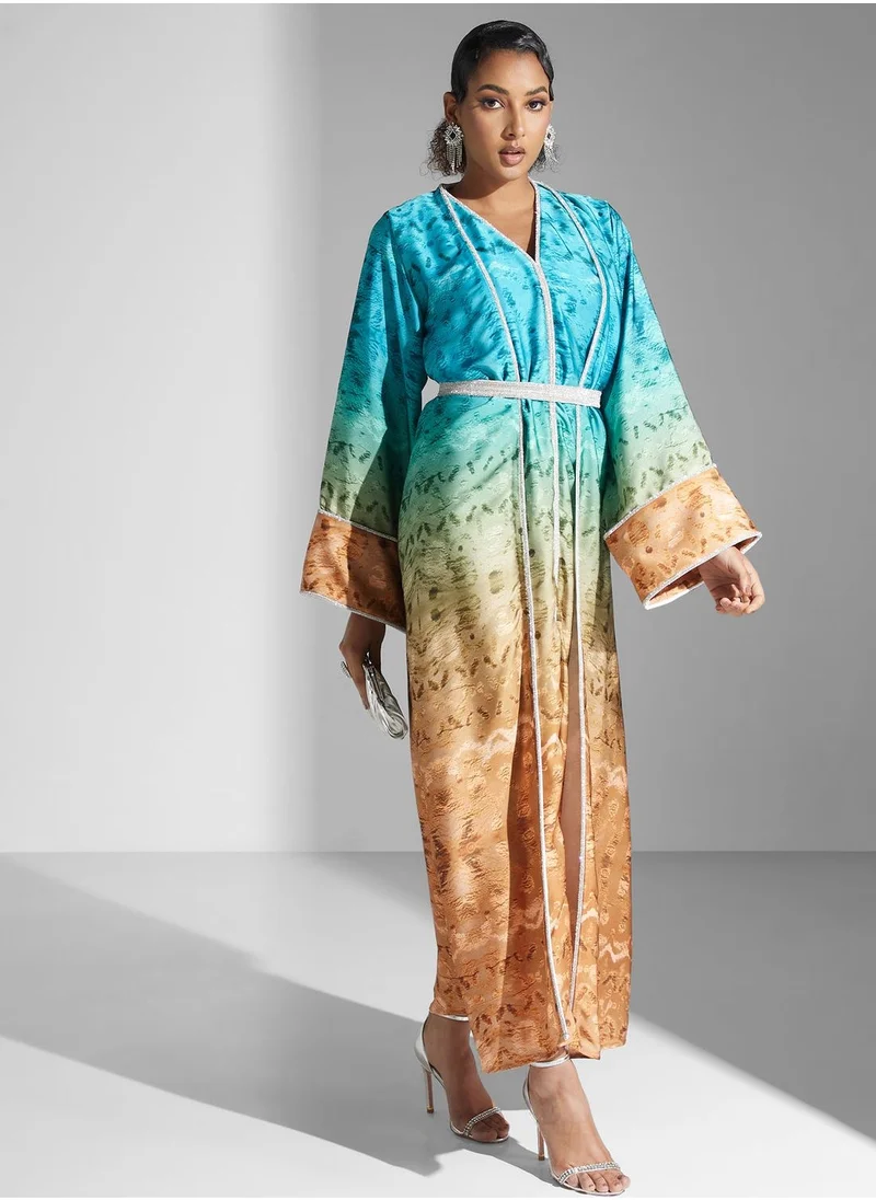 ياسر البيك V-Neck Printed Dress
