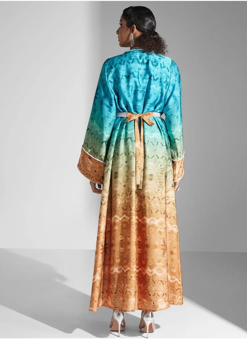 ياسر البيك V-Neck Printed Dress