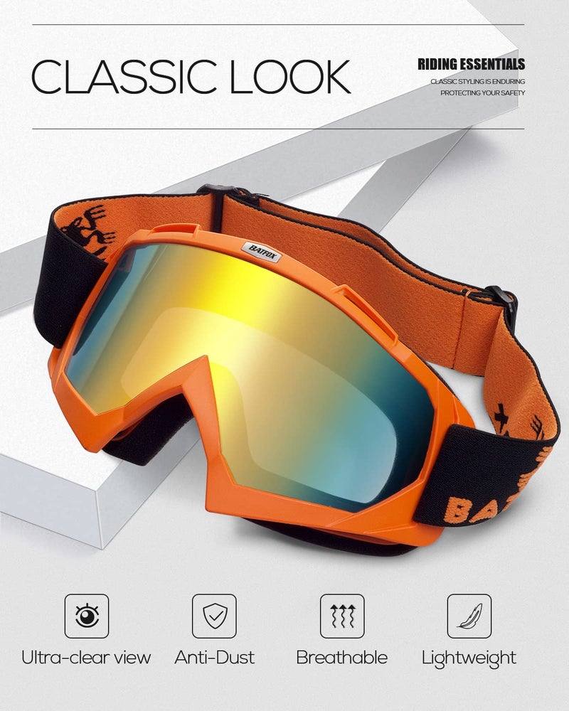 BATFOX Dirt Bike ATV Goggles Motorcycle Gear Riding Motocross Dirtbike 4-Wheeler MX DH Accessories Goggles Glasses for Men Women Youth UV400 Protection Dust-proof Anti-Slip Strap - Image 2