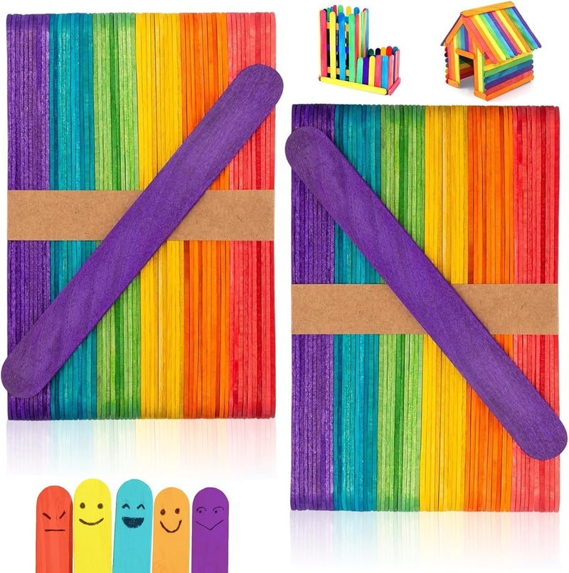 Self Lub Self-Lub Wooden Sticks – Multipurpose Ice Cream Sticks for DIY Crafts, Popsicles, Waxing, Lollipop Making, and School Projects (Multicolor 100pcs) - Image 2