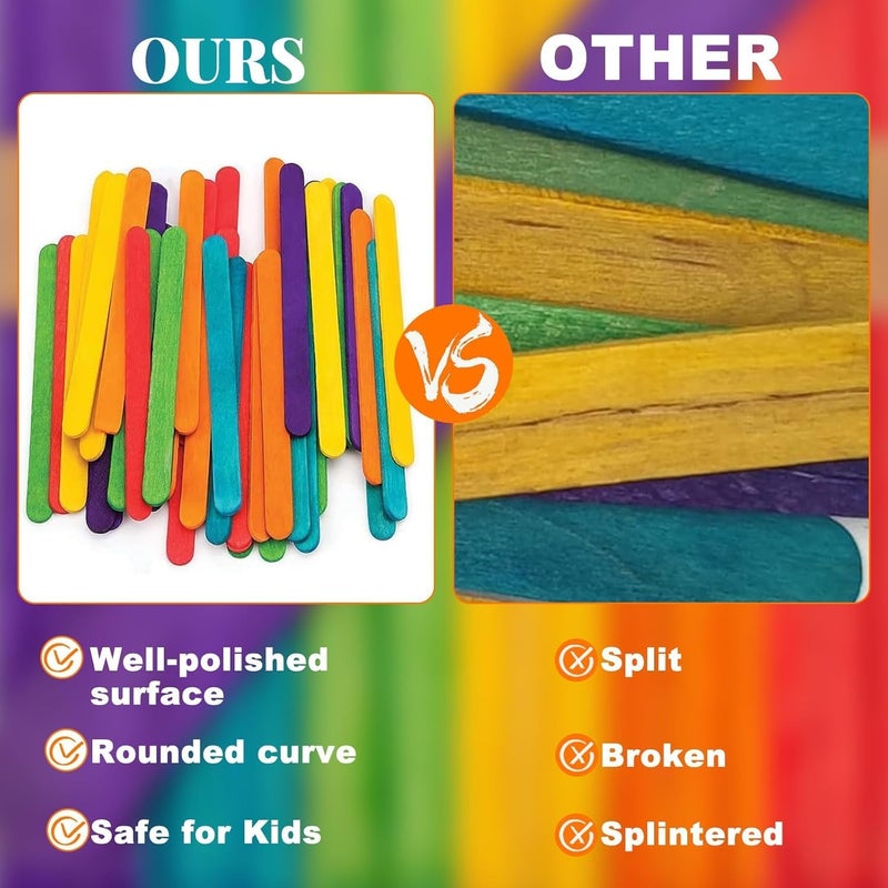 Self Lub Self-Lub Wooden Sticks – Multipurpose Ice Cream Sticks for DIY Crafts, Popsicles, Waxing, Lollipop Making, and School Projects (Multicolor 100pcs) - Image 3