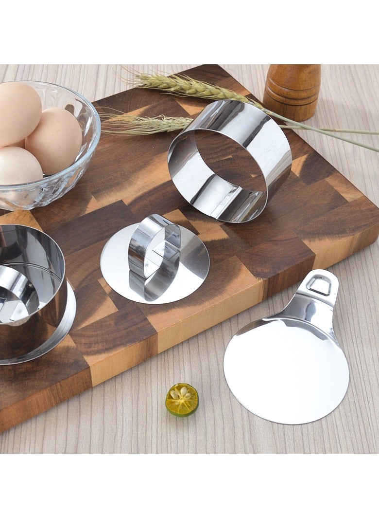 general Rice Ball Mould Stainless Steel Round Cake Mould 12 Round Moulds and 2 Demolding Shovels with Pressure Plate Mousse Ring Demolding Shovel Set - Image 4