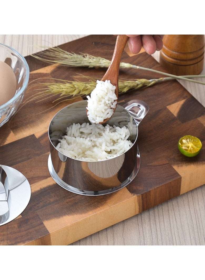 general Rice Ball Mould Stainless Steel Round Cake Mould 12 Round Moulds and 2 Demolding Shovels with Pressure Plate Mousse Ring Demolding Shovel Set - Image 1