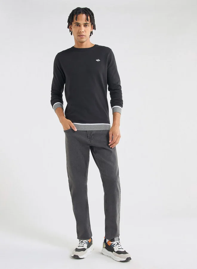 Splash FAV Solid Sweatshirt with Long Sleeves and Crew Neck