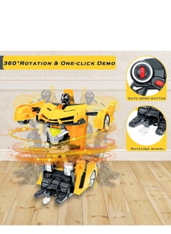 YOKA Remote Control Car for Kids, 2-in-1 Birthday Hobby Rc Robot Car Toy, 1:18 Scale with One-Button Deformation, Car Transformer Toy for 5-12 Years Old Racing Cars for Boys Girls (Yellow)  - Image 3