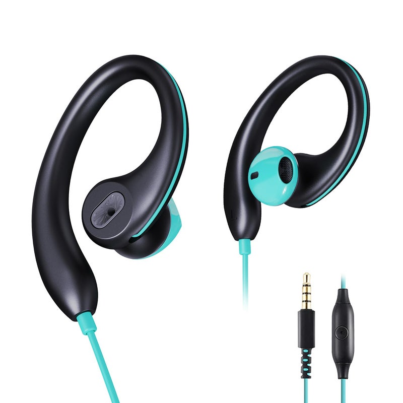 VJK Upgrade Wired Sports Earbuds with Ear Hooks, Running Headphones Secure Fit Wrap Around Ear, Sweatproof In-Ear Earphones with Microphone, 3.5mm Jack for Smartphone Laptop Tablet MP3 Workout Jogging Gym - Image 1