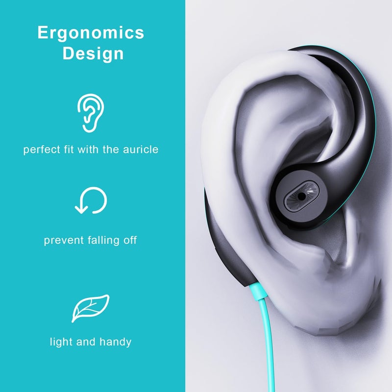 VJK Upgrade Wired Sports Earbuds with Ear Hooks, Running Headphones Secure Fit Wrap Around Ear, Sweatproof In-Ear Earphones with Microphone, 3.5mm Jack for Smartphone Laptop Tablet MP3 Workout Jogging Gym - Image 4