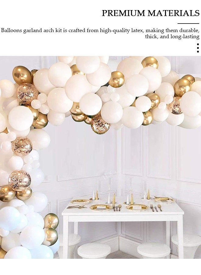 DUNISO مجموعة من 112 قطعة من بالونات جارلاند متعددة الألوان باللون الذهبي والأبيض من اللاتكس الباستيل لتزيين خلفية حفل زفاف الطفل وأعياد الميلاد - Image 3