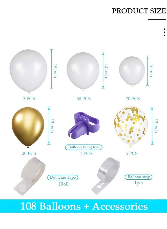 DUNISO مجموعة من 112 قطعة من بالونات جارلاند متعددة الألوان باللون الذهبي والأبيض من اللاتكس الباستيل لتزيين خلفية حفل زفاف الطفل وأعياد الميلاد - Image 2