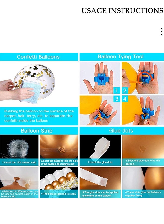 DUNISO مجموعة من 112 قطعة من بالونات جارلاند متعددة الألوان باللون الذهبي والأبيض من اللاتكس الباستيل لتزيين خلفية حفل زفاف الطفل وأعياد الميلاد - Image 5