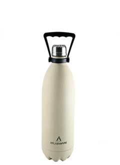 Atlasware Water bottle with a capacity of 1750ml, stainless steel water bottle that keeps cold for 100 hours and keeps heat for 45 hours, Beige  - Image 1