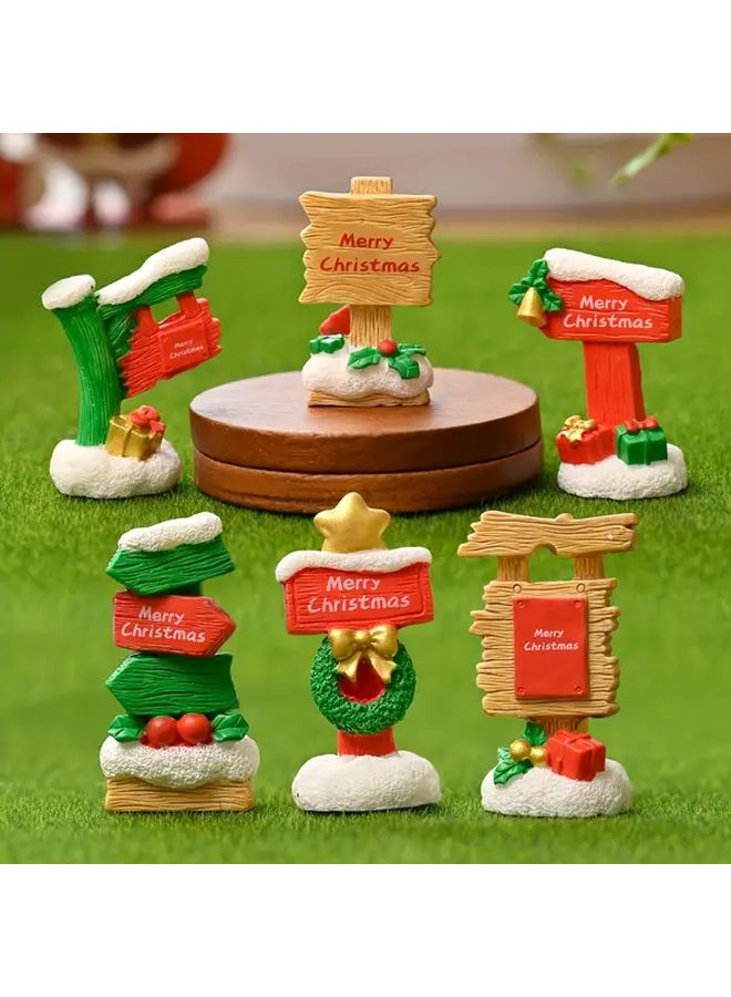 Brown Miniature Christmas Directional Sign Statues with Red Green Arrows for Holiday Decor - Image 3