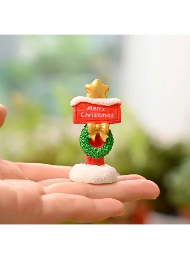 Brown Miniature Christmas Directional Sign Statues with Red Green Arrows for Holiday Decor - Image 4