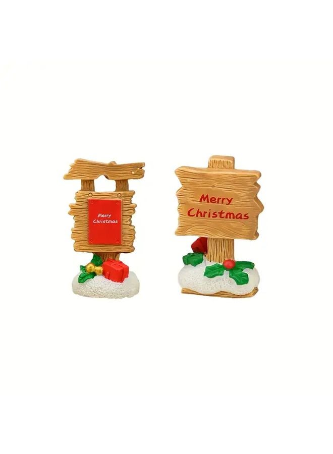 Brown Miniature Christmas Directional Sign Statues with Red Green Arrows for Holiday Decor - Image 1