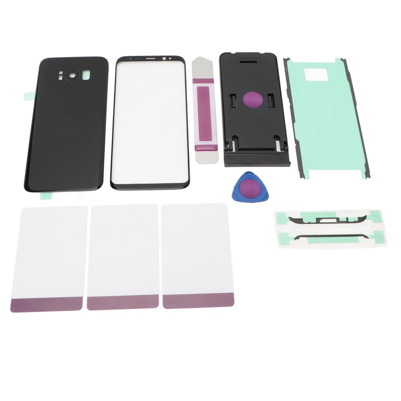 Back Glass Cover Housing Door Black Pre Installed Camera Lens Waterproof Adhesive with Repairing Tools Front Outer Glass Lens Screen for Galaxy S8 - Image 3