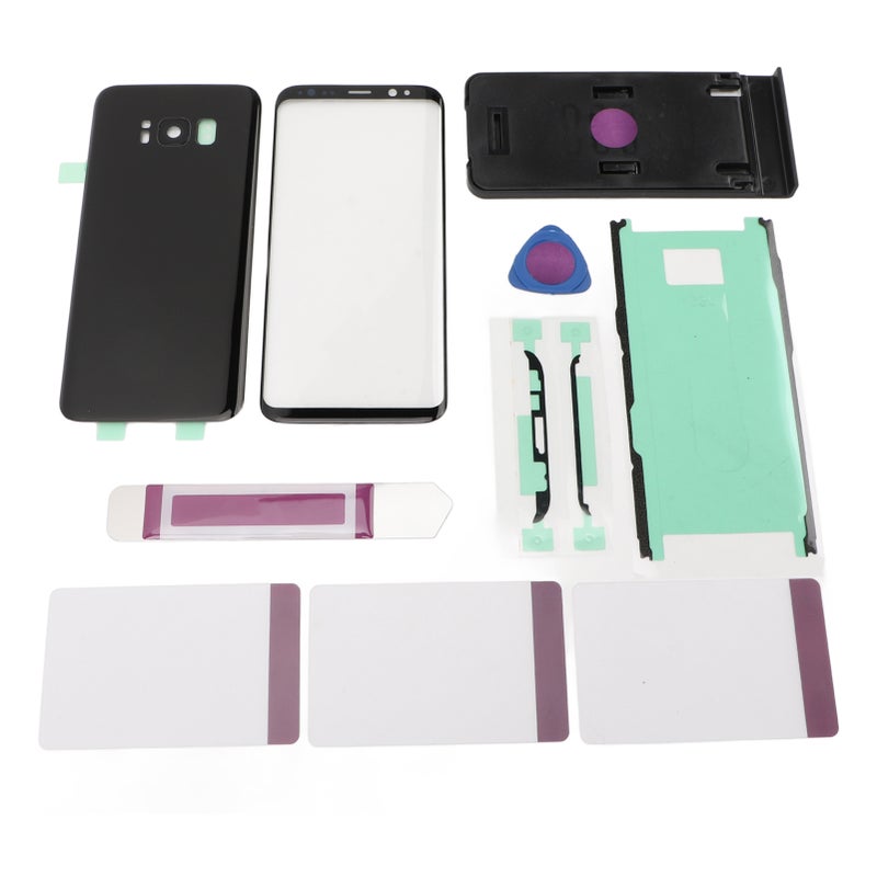 Back Glass Cover Housing Door Black Pre Installed Camera Lens Waterproof Adhesive with Repairing Tools Front Outer Glass Lens Screen for Galaxy S8 - Image 2