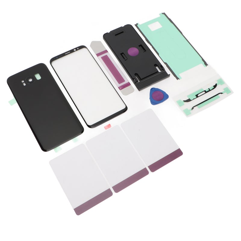 Back Glass Cover Housing Door Black Pre Installed Camera Lens Waterproof Adhesive with Repairing Tools Front Outer Glass Lens Screen for Galaxy S8 - Image 4