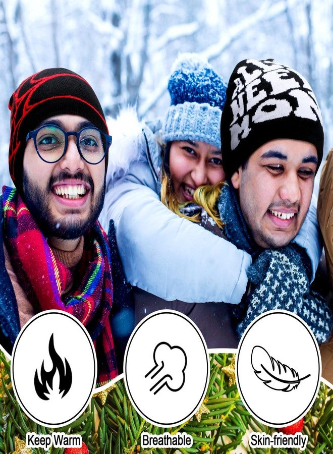 Skicuff مجموعة قبعات شتوية من 6 قطع من Skicuff، قبعات صوفية مبطنة بالساتان، قبعات دافئة مزينة برسومات للرجال والنساء، قبعات محبوكة من طراز Y2K للطقس البارد - Image 5