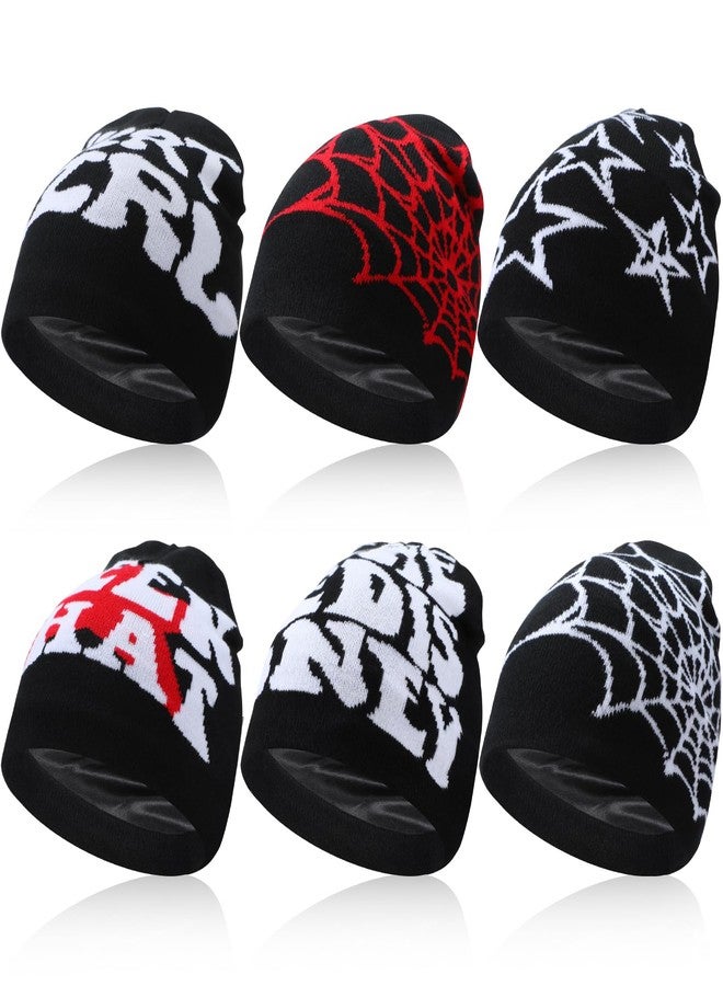 Skicuff مجموعة قبعات شتوية من 6 قطع من Skicuff، قبعات صوفية مبطنة بالساتان، قبعات دافئة مزينة برسومات للرجال والنساء، قبعات محبوكة من طراز Y2K للطقس البارد - Image 1