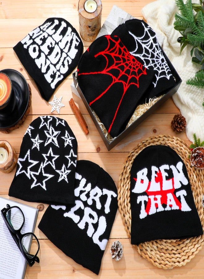 Skicuff مجموعة قبعات شتوية من 6 قطع من Skicuff، قبعات صوفية مبطنة بالساتان، قبعات دافئة مزينة برسومات للرجال والنساء، قبعات محبوكة من طراز Y2K للطقس البارد - Image 4