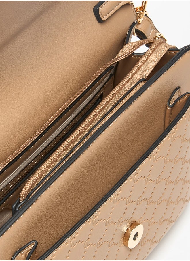 Le Confort Le Confort Monogram Embossed Crossbody Bag with Button Closure and Detachable Strap  - Image 5