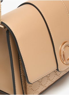 Le Confort Le Confort Monogram Embossed Crossbody Bag with Button Closure and Detachable Strap  - Image 4