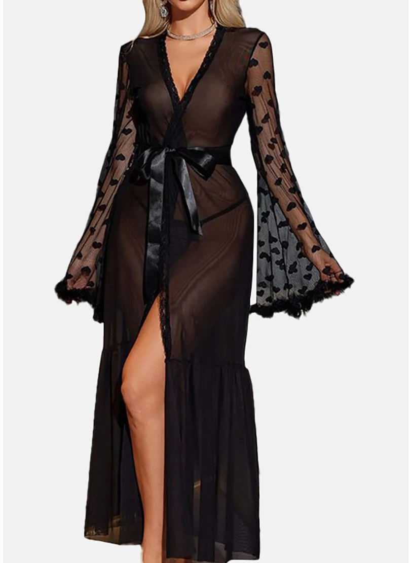 يونيكي Black Solid Babydoll with briefs