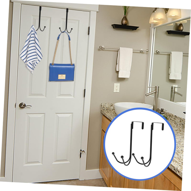 Over Door Hooks 2 Pack Black Coat Hat Hanger Organizer For Bedroom Bathroom Kitchen Space Saving - Image 4