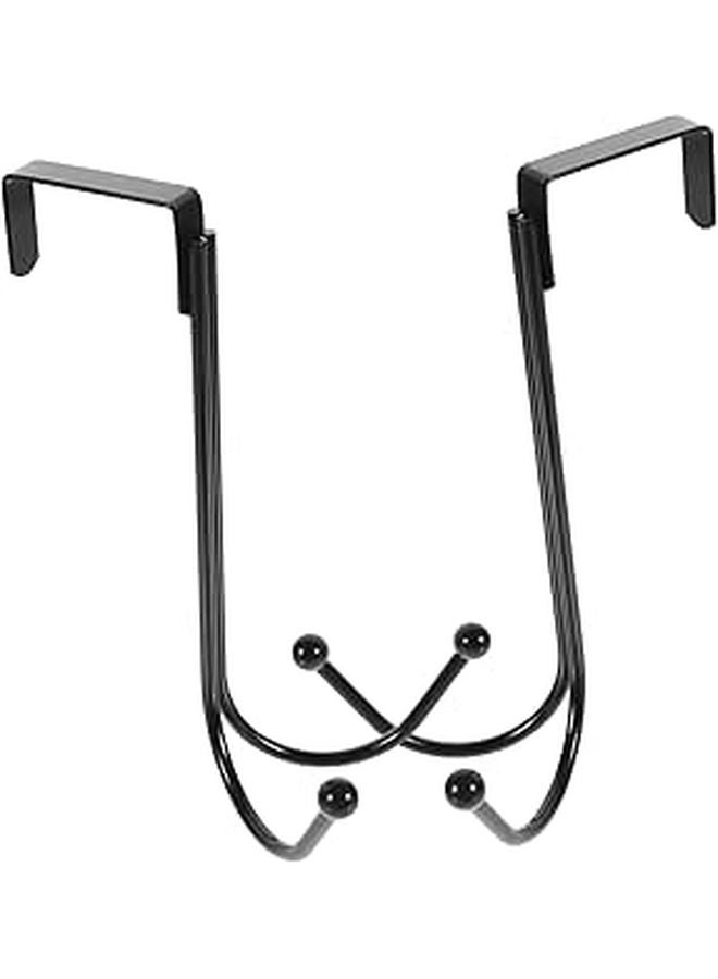 Over Door Hooks 2 Pack Black Coat Hat Hanger Organizer For Bedroom Bathroom Kitchen Space Saving - Image 1