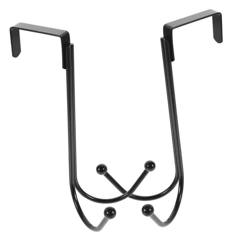Over Door Hooks 2 Pack Black Coat Hat Hanger Organizer For Bedroom Bathroom Kitchen Space Saving - Image 2