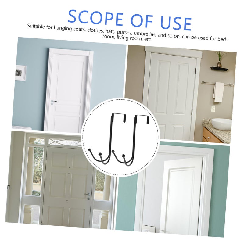 Over Door Hooks 2 Pack Black Coat Hat Hanger Organizer For Bedroom Bathroom Kitchen Space Saving - Image 5