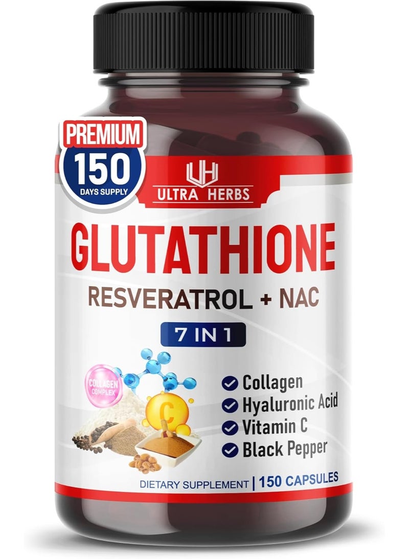 ULTRA HERBS Glutathione Supplement Active Reduced Form, Enriched with Resveratrol, NAC - Image 1