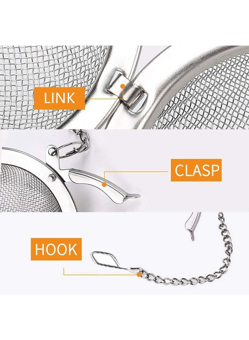 بيوينتي 2 قطعة مصفاة شاي شاي شبكية كروية شبكية 2 قطعة مصفاة شاي مصفاة شاي ممتازة بفاصل شاي فاصل مع خطاف سلسلة ممتد - Image 4